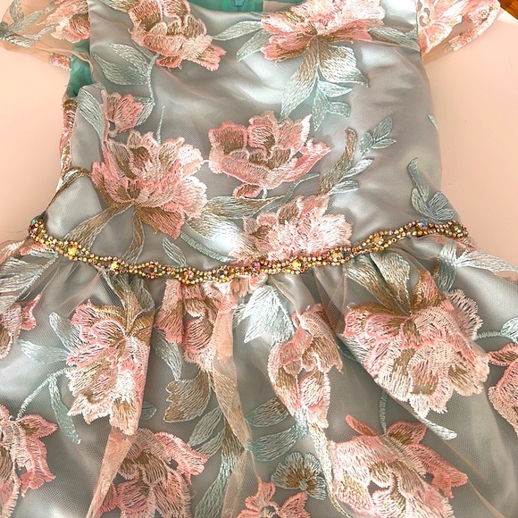 Girls Rare Editions Green Lace Floral Party Dress Sz 5 - Picture 13 of 13